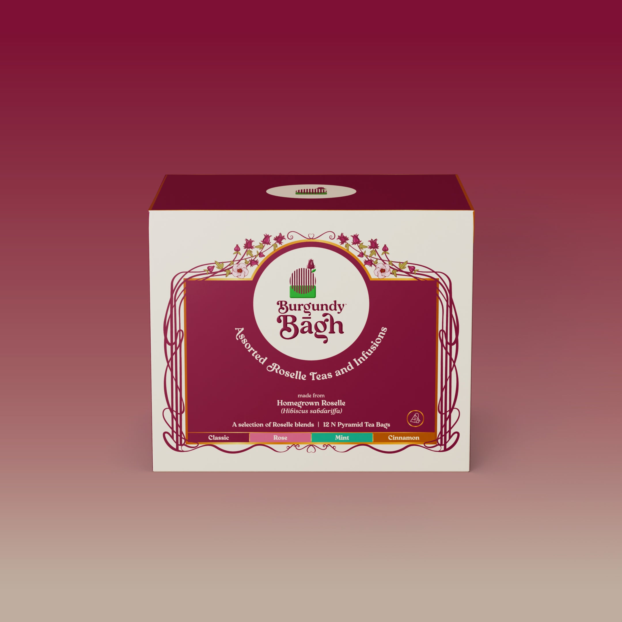Roselle Assorted Tea Bags - 24G Sampler Pack | Burgundy Bāgh